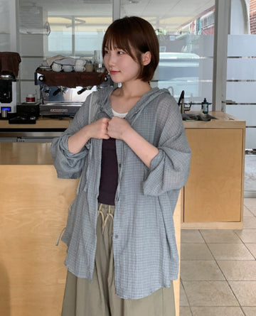 Yulti Summer Check Hood Shirt